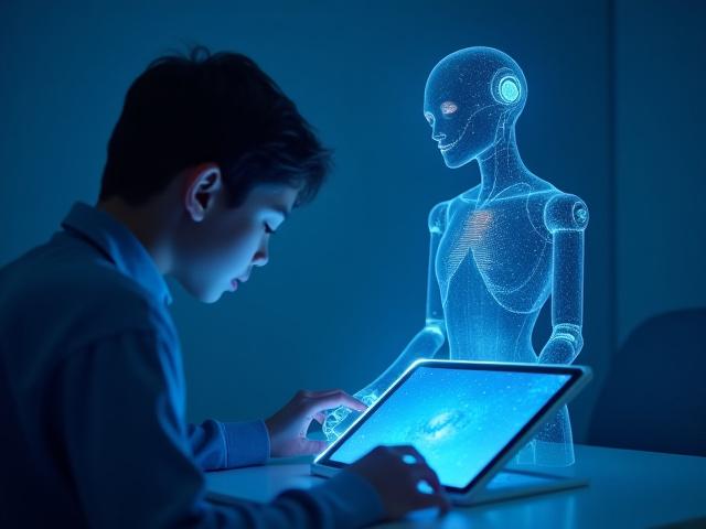 AIが生徒と対話しているイメージ