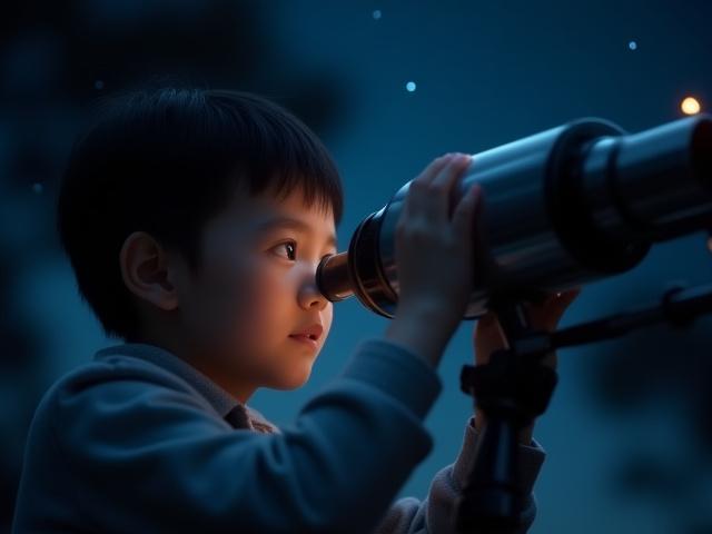 初めて望遠鏡を覗く家族の笑顔